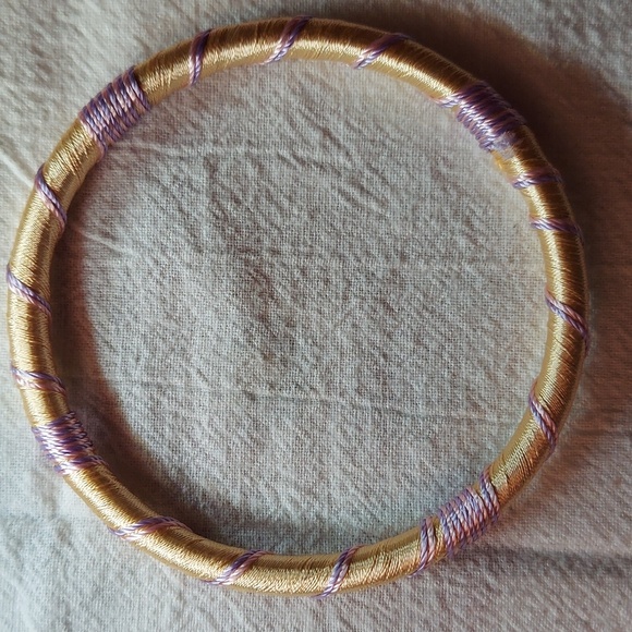 3 yarn bracelets. 1 orange/lavender, 1 green/blue, 1 mint green. - Picture 5 of 5